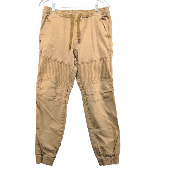 Lost + Found Men's Moto Jogger Pants Medium Brown Drawstring Waist Pockets - Picture 1 of 12
